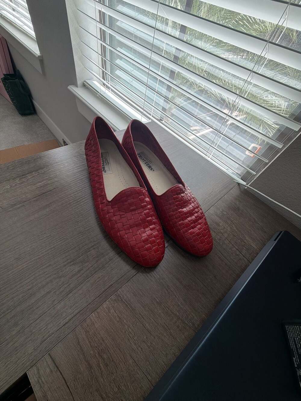 Trotters Red Woven Leather Slip On Loafers